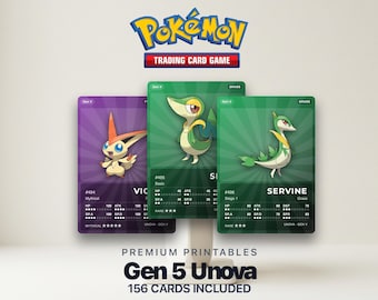 Pokémon Unova Pokédex Placeholder 494-649 | Organizer Gen 5 Binder | Karty Pokémon do druku | Śledzenie zestawu Master Set | 300 DPI | ANGIELSKI