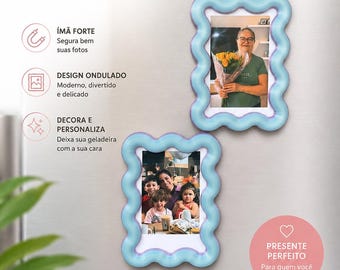 Wavy Instax Mini Fridge Magnet Frame | Pastel Photo Holder (3D Printed)