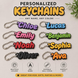 Custom Name Keychain | Personalized 3D Printed PLA Bag Tag | Gift for Kids | Multiple Colors