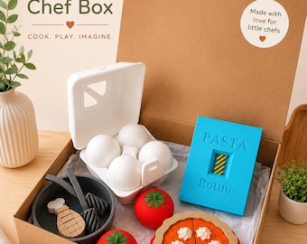 Little Chef Box – 3D Printed Pretend Play Food Set, Pasta Pizza Cooking Kit