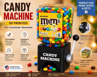 3D Printed Candy Machine Dispenser, Fun Desk Decor, Kids Party Favor