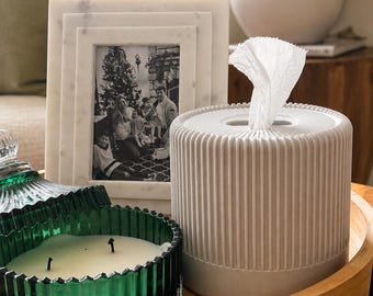 3D Printed Jumbo Tissue Box Cover | Modern Ribbed Minimalist Decor