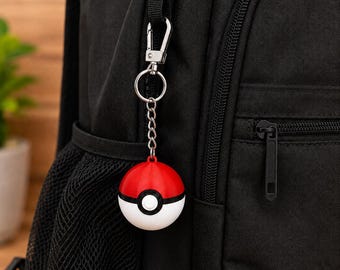 3D Printed Poké Ball Keychain, Gamer Backpack Charm, Kids Party Favor