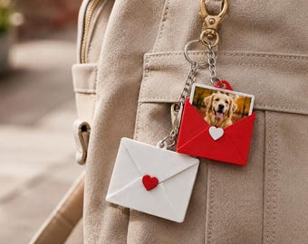 Personalized Envelope Photo Keychain | Custom Love Letter Charm