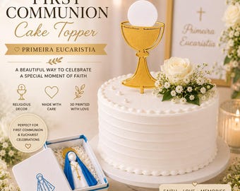 First Communion Chalice Cake Topper | Religious Party Decor (3D Printed)