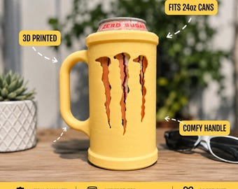3D Printed 24oz Energy Drink Can Holder – Monster Style Mug Sleeve