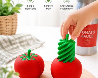 Montessori Tomato Push Toy | 3D Printed Pretend Play Food, Fine Motor Skill Development