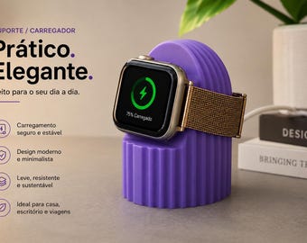 3D Printed Apple Watch Stand, Modern Minimalist Charger Dock, Desk Nightstand Holder
