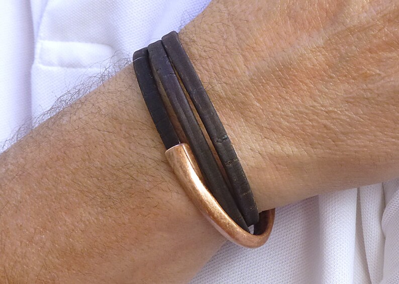 Vegan Leather Wrap Bracelet Copper Bracelet Eco Etsy