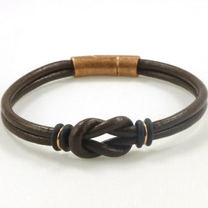 Cool Gift for Him Mens Brown Leather Bracelet, Love Knot Celtic Bracelet, Gift for Men, Gift for Husband, Gift for Boyfriend, Gift for Son image 2