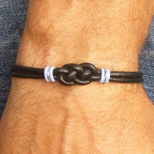 Double Knot Prostate Cancer Awareness Bracelet, Unisex Infinity Bracelet, Light Blue and Black Leather Bracelet Cancer Survivor Gift for Him