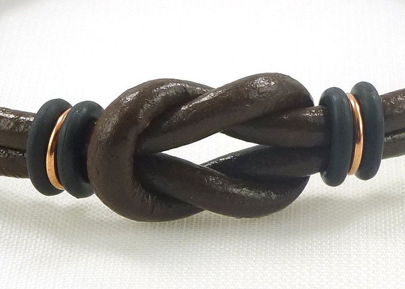 Mens Brown Leather Bracelet, Celtic Bracelet, Mens Copper Bracelet, Mens Leather Brown Bracelet, Unique Gift for Men, Couple Bracelet image 3