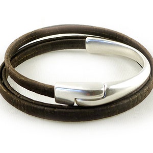 Brown Vegan Leather and Silver Wrap Bracelet Eco Friendly - Etsy