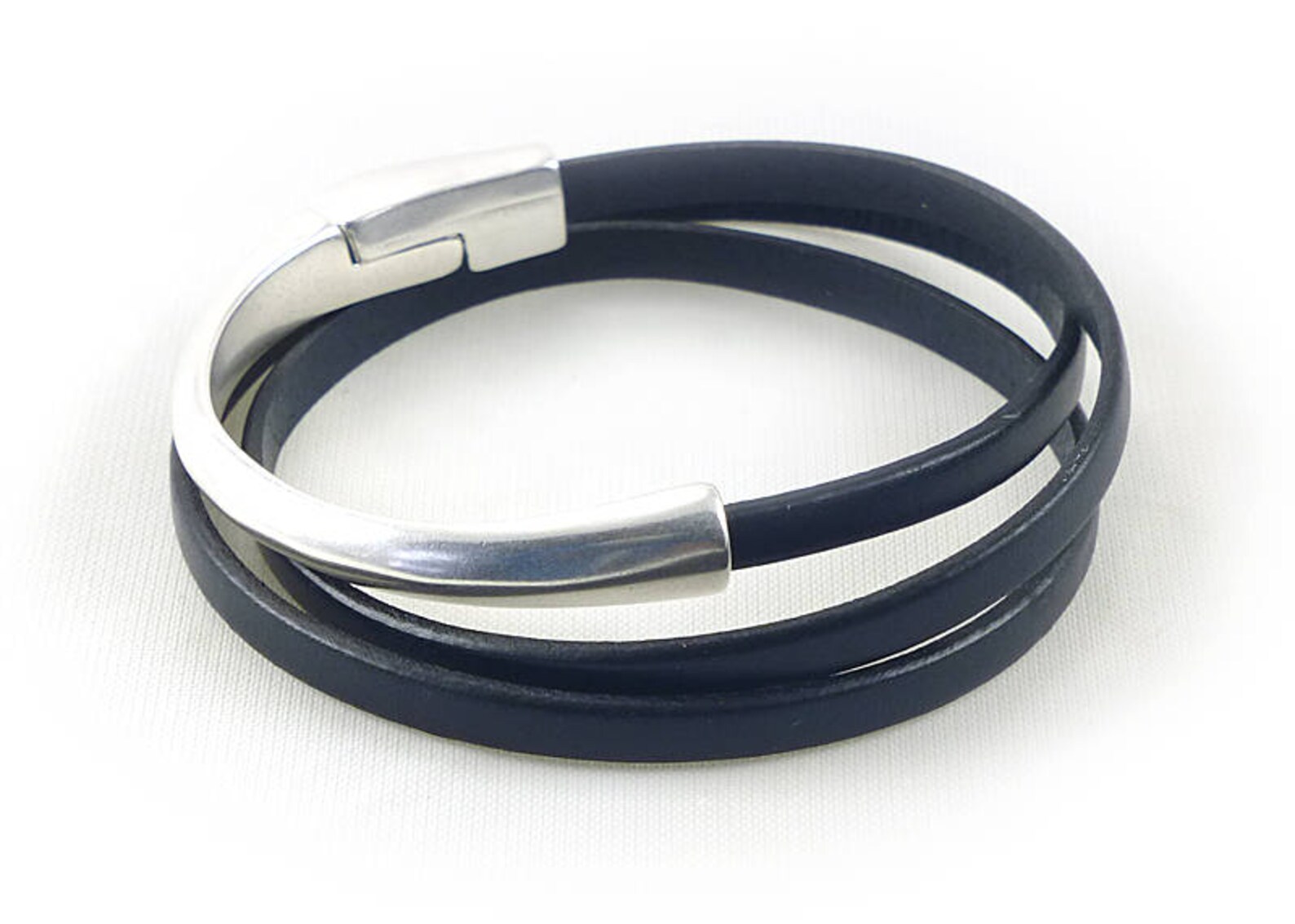 Navy Blue Leather Wrap Bracelet Blue Bracelet for Men Mens Etsy