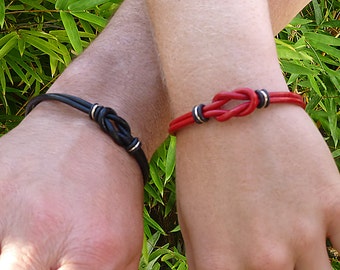 Matching Celtic Love Knot Leather Couple Bracelets, Anniversary Gift