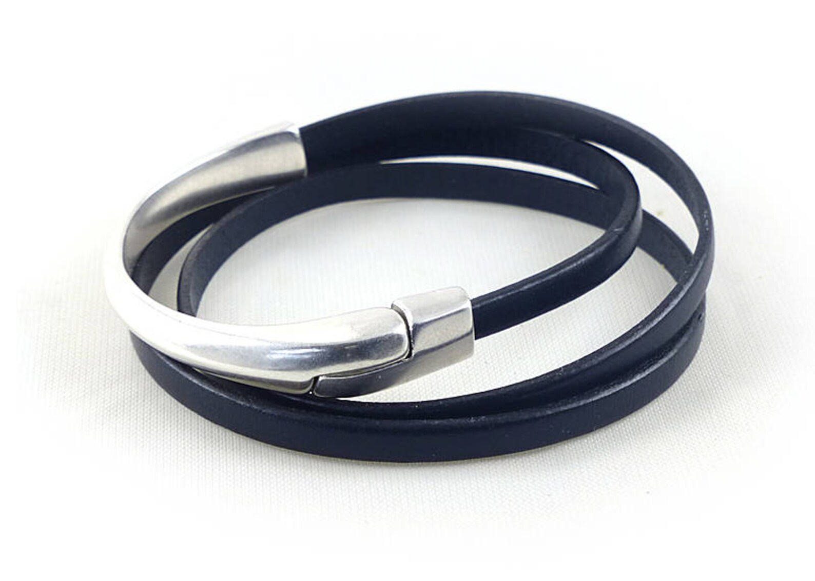 Navy Blue Leather Wrap Bracelet Blue Bracelet for Men Mens Etsy