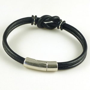 Black Celtic Leather Bracelet, Infinity Knot Bracelet, Unisex Love Knot Bracelet, Silver and Leather Celtic Jewelry, Gender Neutral Gift image 4