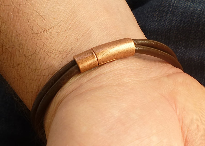 Mens Brown Leather Bracelet, Celtic Bracelet, Mens Copper Bracelet, Mens Leather Brown Bracelet, Unique Gift for Men, Couple Bracelet image 7