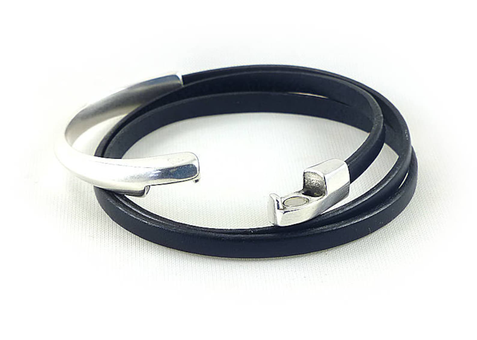 Navy Blue Leather Wrap Bracelet Blue Bracelet for Men Mens Etsy