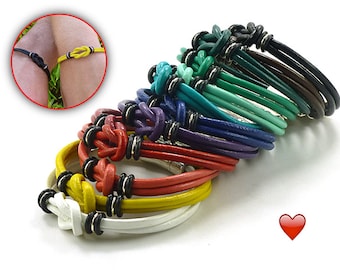 Love Knot Leather Bracelet Set, Celtic Couples Jewelry