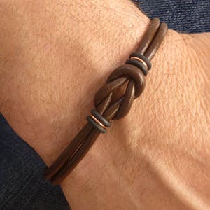 Mens Brown Leather Bracelet, Celtic Bracelet, Mens Copper Bracelet, Mens Leather Brown Bracelet, Unique Gift for Men, Couple Bracelet image 1
