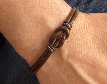 Mens Brown Leather Bracelet, Celtic Bracelet, Mens Copper Bracelet, Mens Leather Brown Bracelet, Unique Gift for Men, Couple Bracelet