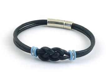 Pulsera de cuero para hombre con doble nudo de amor, joyería para concienciación sobre el cáncer de próstata