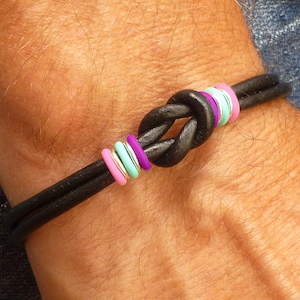 Bracelet en cuir de sensibilisation au cancer de la thyroïde, bijoux unisexe noeud d'amour