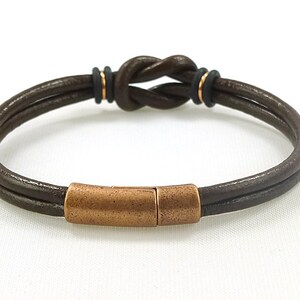 Mens Brown Leather Bracelet, Celtic Bracelet, Mens Copper Bracelet, Mens Leather Brown Bracelet, Unique Gift for Men, Couple Bracelet image 6