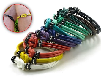 Couple Leather Love Knot Bracelets, Matching Friendship Jewelry Set