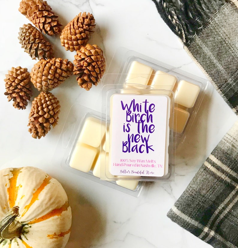 White Birch is the New Black Wax Melts Soy Wax Melts Gift Ideas Wax Tarts Housewarming Gifts Wax Cubes Woods Earth Forest Scent