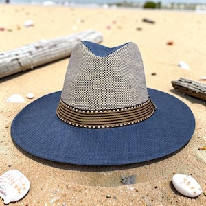 Blue Wide Brim Hat - Etsy display picture 2
