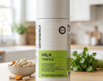 Milk Thistle 300mg Supplement by OxyEnergy, Silymarin with Turmeric Pueraria & Inositol, Liver Detox and Cleanse Support, 90 Veggie Capsules