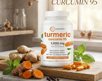 Turmeric Curcumin 1000mg with Black Pepper & Ginger by Micro Ingredients, Supplement for Joint and Antioxidant Support, 120 Veggie Capsules