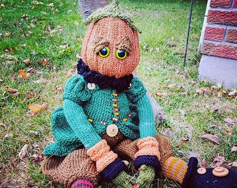 Ragdoll pattern for  "I am The Pumpkin Man", Raggedy, Lottie, ragdoll, knitted doll Pattern download- Halloween doll