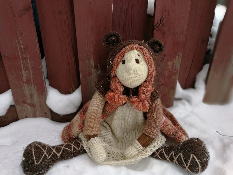 Pattern for Winter's Little Sister Raggedy Lottie ragdoll doll knitted doll Bunny rabbit image 1