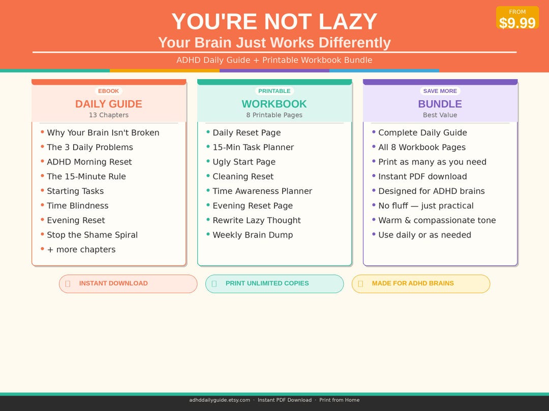 ADHD Daily Guide + Printable Workbook - Etsy