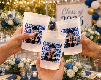 Class of 2026 Custom Photo Graduation Cups, Senior 2026 Grad Party Cups, Personalized Frosted Plastic Cups, Custom Plastic Drinkware