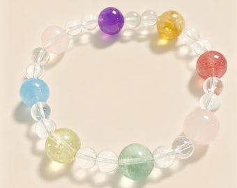 Chakra Crystal Stretch Bracelet, 7 Natural Gemstone Beads with Healing Crystal Beaded Bracelet, Balance Energy Stone Jewelry for Women Men