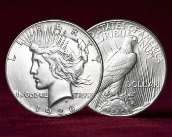 Monedas de plata de dólar Peace de 1928 para coleccionistas, colección de monedas antiguas Liberty estadounidenses raras, monedas de plata antiguas, monedas antiguas de colección.
