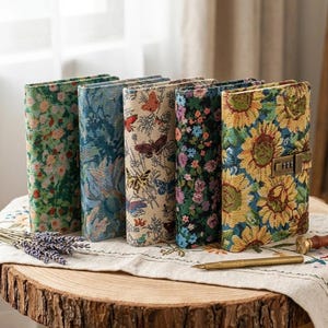 A5 Fabric Combination Lock Diary Lined Journal Vintage Botanical Password Notebook Secret Grimoire Cottagecore Writer Gift