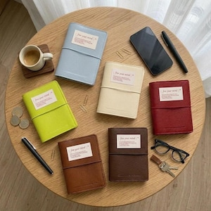 M5 Leather Binder Notebook | 6-Ring Pocket Planner & Refillable Journal | Minimalist Mini EDC Diary with Card Slots