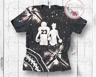 Adult Bleached Tee w/ Football Player and Cheerleader