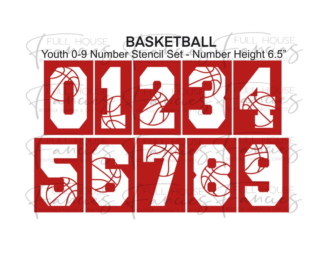Basketball Number Stencils 09 Adult & Youth Sizes Etsy