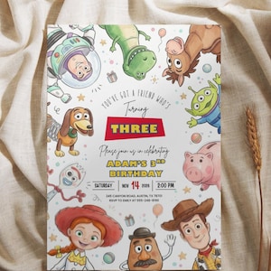 Editable Any Age Toy Story Birthday invitation, Toy Story Party Invite, Kids Birthday Invites, Editable Canva Template (Digital Download) image 2