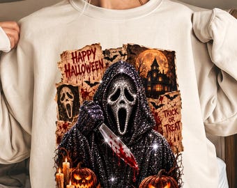 Maska z kapturem w stylu horroru w stylu vintage, sublimacja w stylu vintage z drzeworytem, grafika z twarzą ducha w stylu disco, projekt koszulki jesiennej bez tekstu do pobrania w wersji cyfrowej