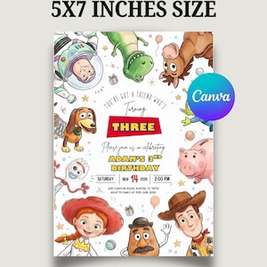 Editable Any Age Toy Story Birthday invitation, Toy Story Party Invite, Kids Birthday Invites, Editable Canva Template (Digital Download) image 6