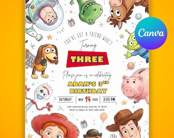 Editable Any Age Toy Story Birthday invitation, Toy Story Party Invite, Kids Birthday Invites, Editable Canva Template (Digital Download)