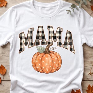 Fall Mama PNG, Pumpkin Season PNG, Gingham Mama Sublimation PNG, Digital Download image 4