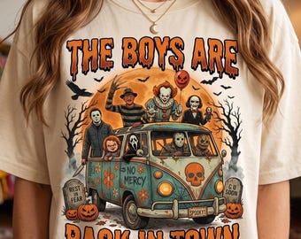 Halloween Horror Crew PNG, The Boys Are Back In Town Sublimation, Retro Spooky Slasher Gang Van Graphics, Pobieranie cyfrowe